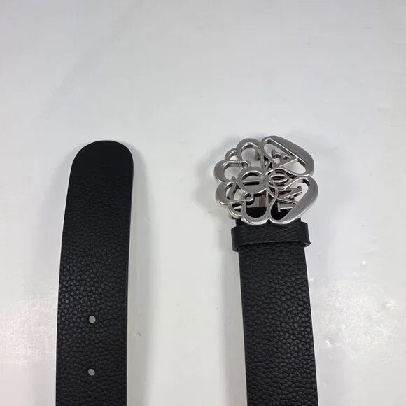 Alexander McQueen Black Leather Belt w/ AM Monogram Buckle — Size 90/36 (Italy) - Picture 5 of 8